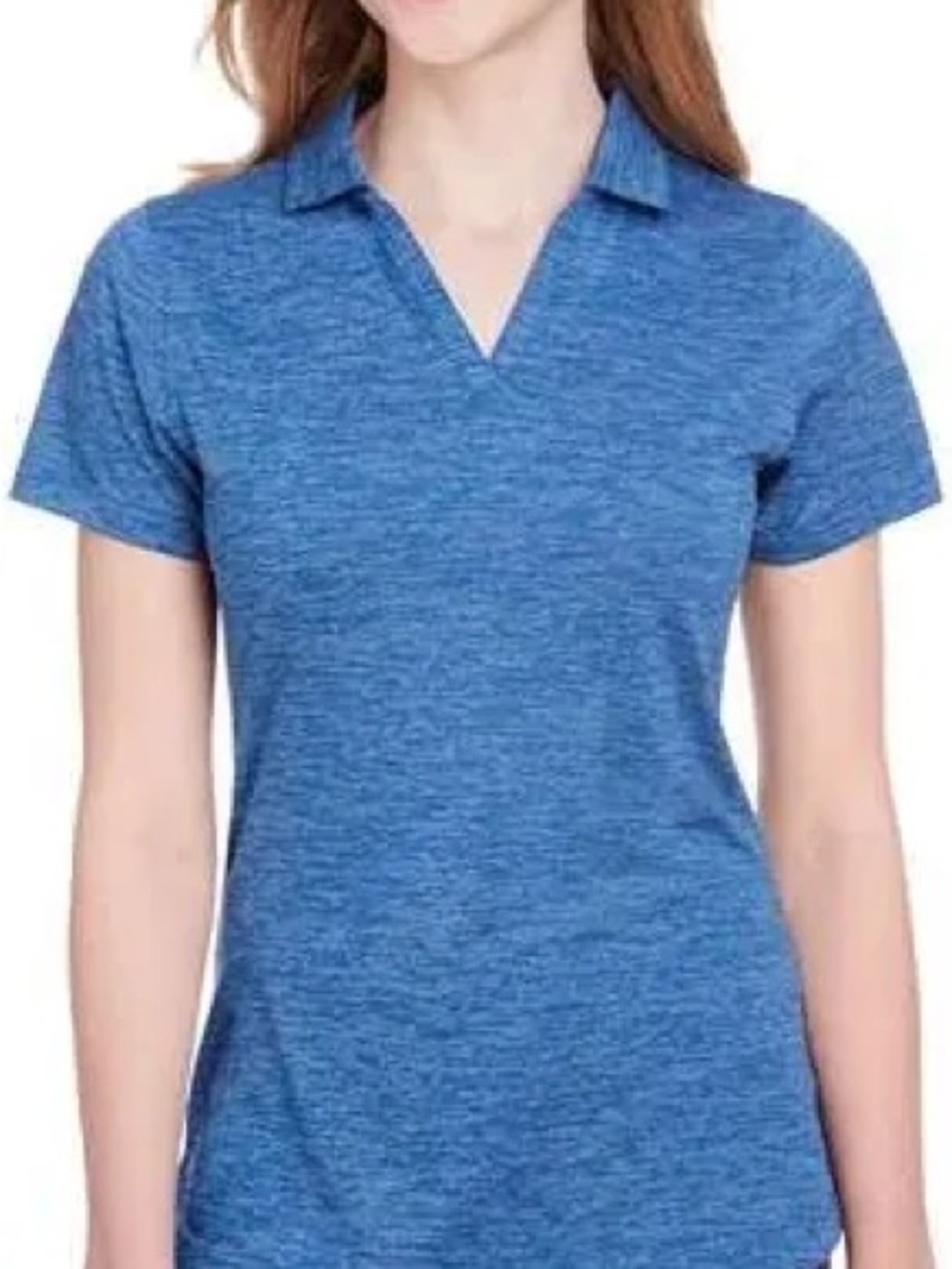 Puma Women’s Heathered Blue V-Neck Polo Top XXL & XXXL NWT